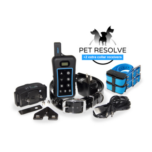 Pet Resolve Dog Training System for Three Dogs - Full Set Plus Two Extra Receiver Collars